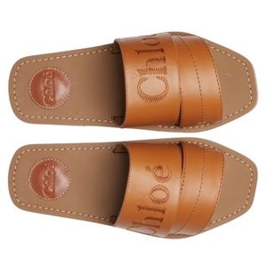 ❤️SOLD!❤️ New! Authentic Chloe Woody Leather Slides in tan brown $625